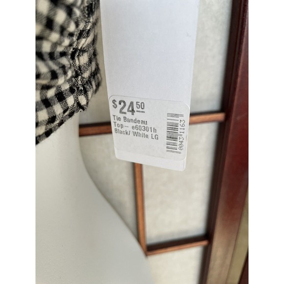 Stitch and Feather Tie Bandeau Wrap Top Black And White Sz L Many Ways to Wear - Picture 2 of 4